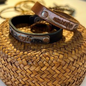 Rustic handmade leather strap bracelet